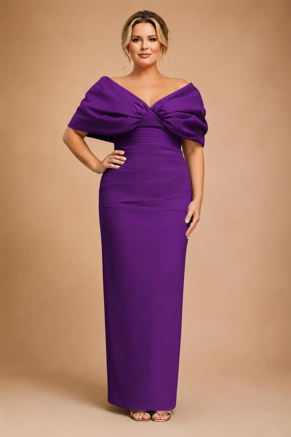 V Neck Satin Pleated Mermaid Mother of the Bride Dresses (SHIR1110589)