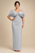 V Neck Satin Pleated Mermaid Mother of the Bride Dresses (SHIR1110589)