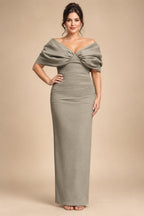 V Neck Satin Pleated Mermaid Mother of the Bride Dresses (SHIR1110589)