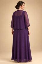 A-Line Lace Appliques Maxi Mother of the Bride & Groom Dresses with Flutter Sleeves Chiffon Bodice (SHI22500731)