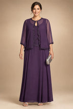 A-Line Floral Sequin Lace Floor-Length Mother of the Bride & Groom Dresses with Ruched Satin Bodice (SHI22500639)
