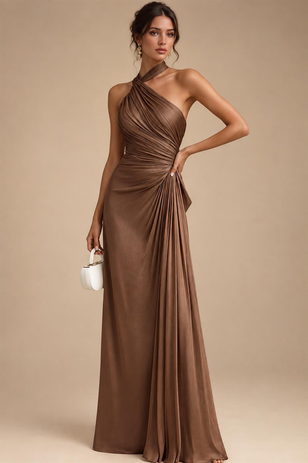 Sheath/Column Scoop Neck Satin Tea-Length Mother of the Bride & Groom Dresses with Ruched Waist & Rhinestones (SHI22501657)
