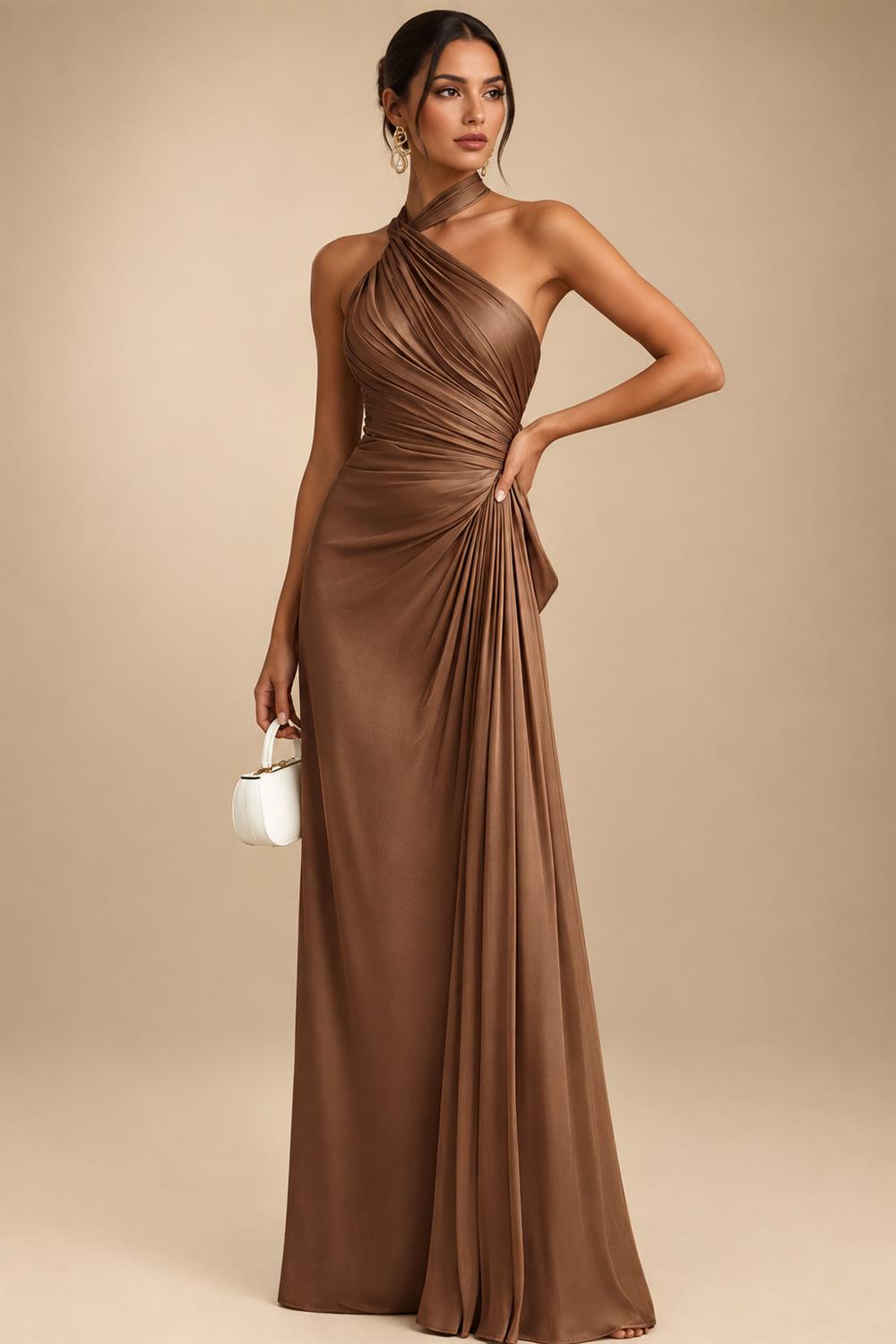 A Line V Neck Short Sleeve Chiffon Ruched Mother of the Bride Dresses with Sequin Embroidery (SHI22500231)