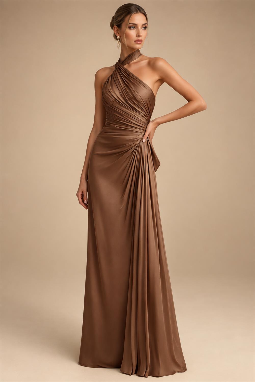 Mermaid/Trumpet One Shoulder Floral Embroidery Maxi Mother of the Bride & Groom Dresses with Side Sash & Ruched Waist (SHI22501626)