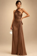 A-Line/Princess Scoop Illusion Lace Appliques Tea-Length Mother of the Bride Dresses with Pleated Ruffle (SHI22500105)