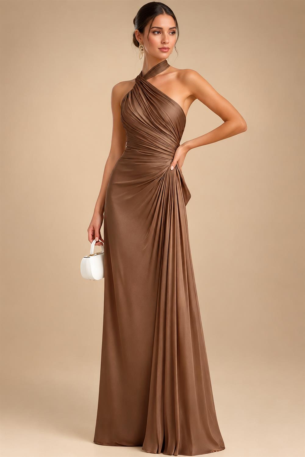 A-Line/Princess Scoop Neck Satin High-Low Mother of the Bride & Groom Dresses with Sequin Floral & Pleats (SHI22501631)