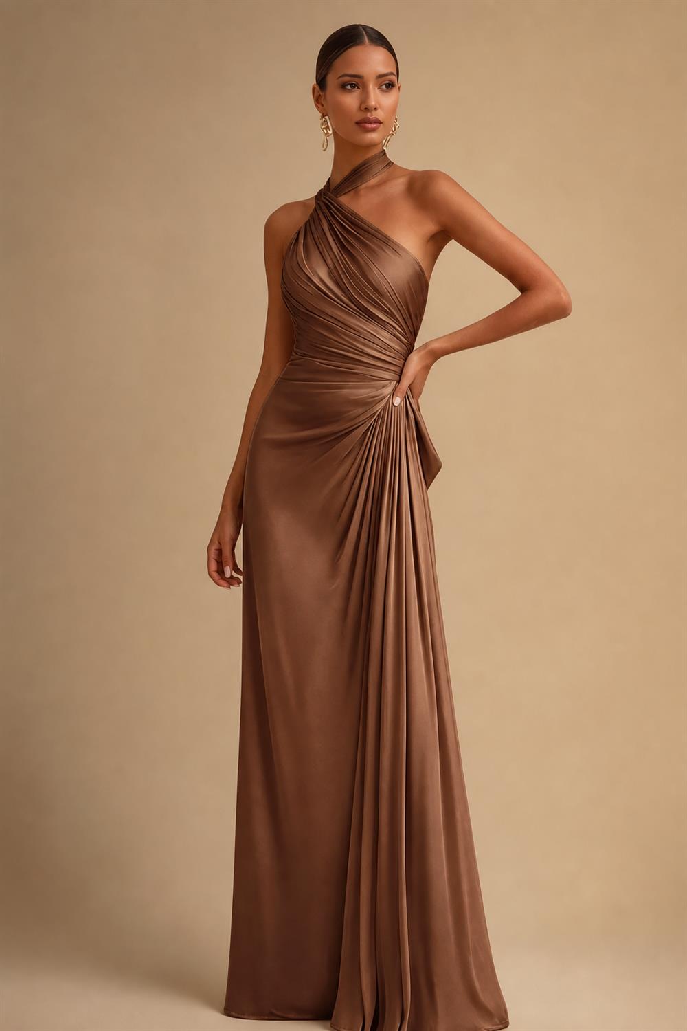 Jacquard A-Line/Princess V-Neck Floor-Length Mother of the Bride & Groom Dresses with Ruched Waist & Pockets (SHI22501298)