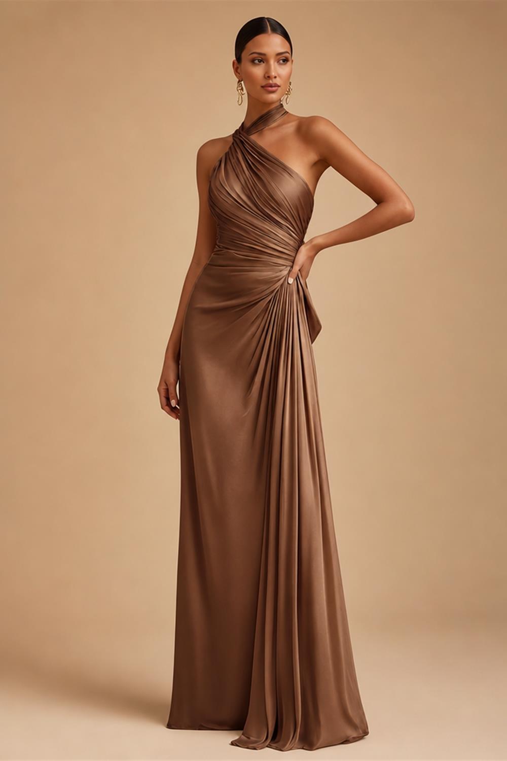 A-Line Floor Length One Shoulder Long Mother of the Bride Dresses with Lace (SHI22500179)