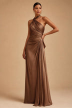 A-Line Floor Length One Shoulder Long Mother of the Bride Dresses with Lace (SHI22500179)