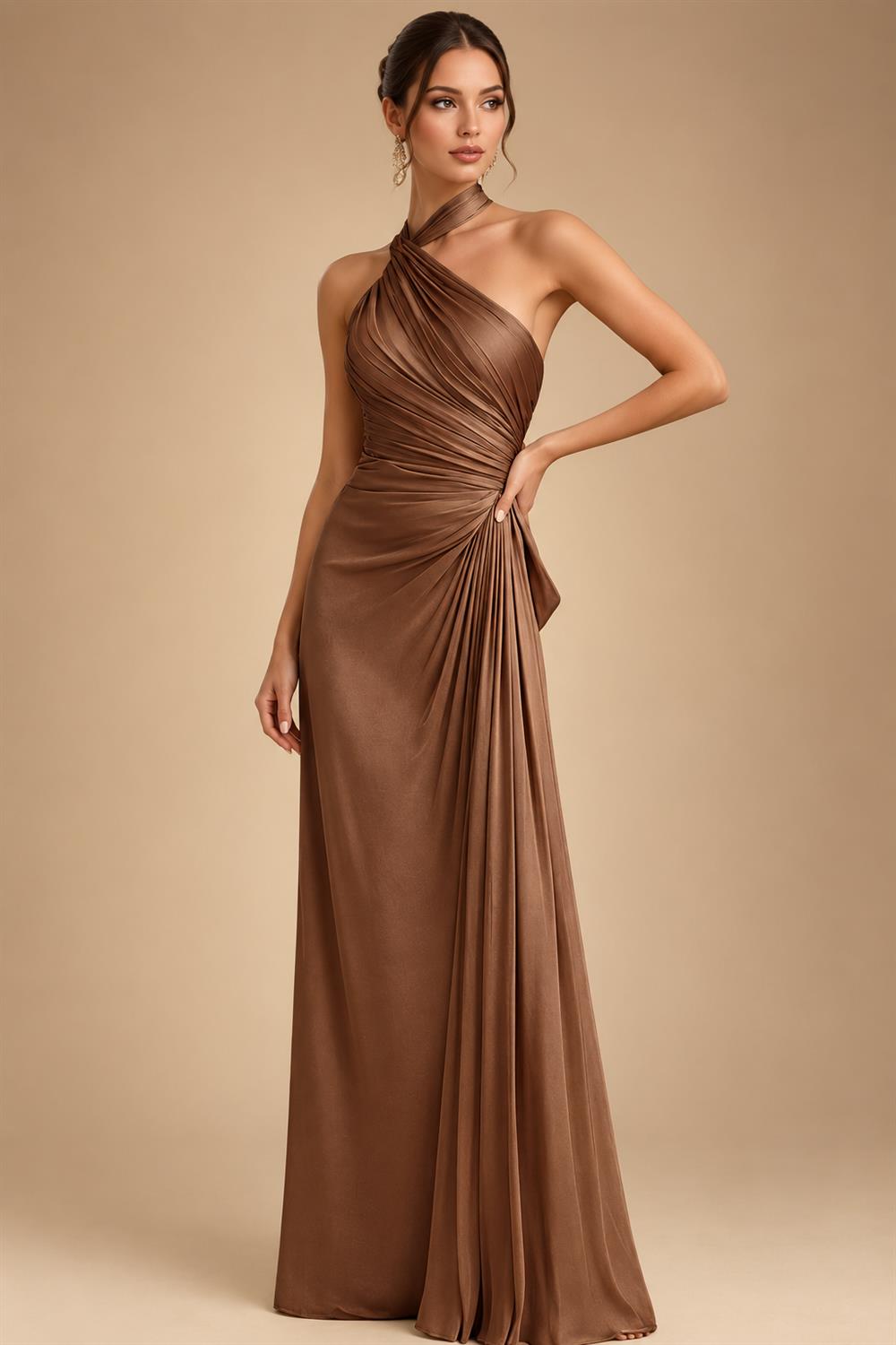 Floral Print A-Line/Princess V-Neck Tea-Length Mother of the Bride & Groom Dresses with Ruched Waist & Pockets (SHI22501150)