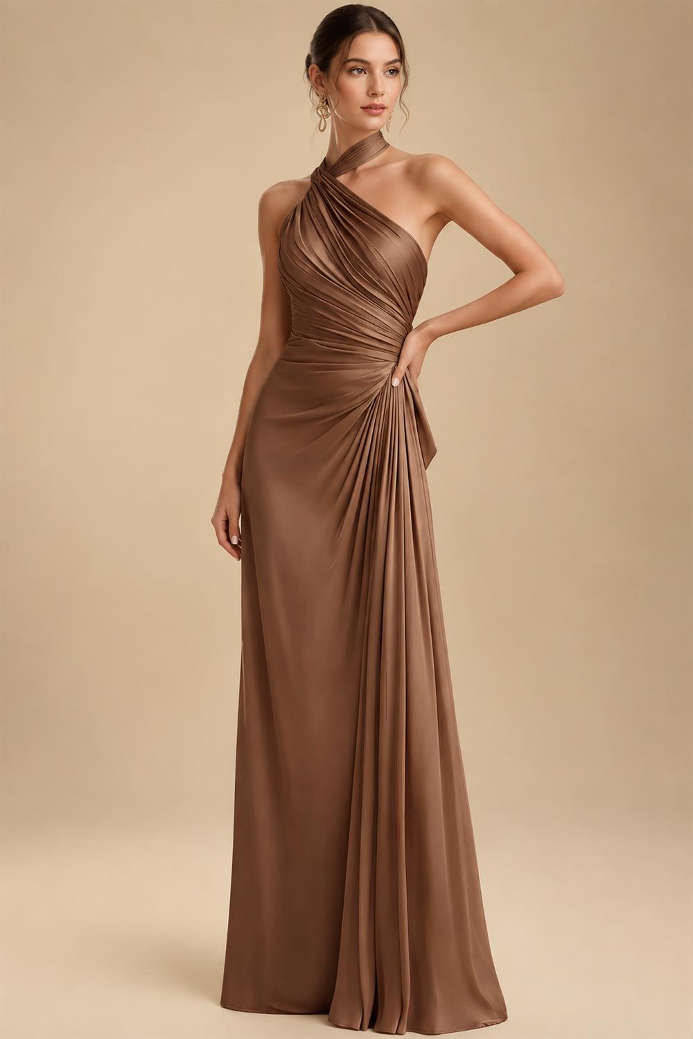 V Neck Satin Pleated Mermaid Mother of the Bride Dresses (SHIR1110589)
