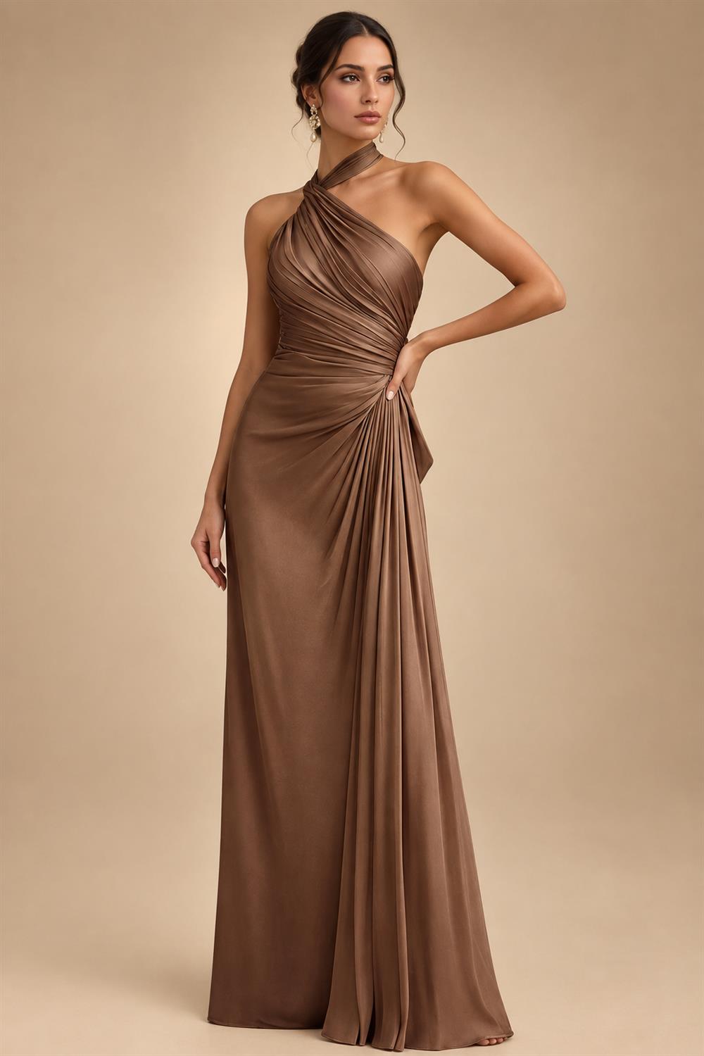A-Line/Princess V-Neck Chiffon Maxi Mother of the Bride & Groom Dresses with Feather Trim & Pleats (SHI22501651)