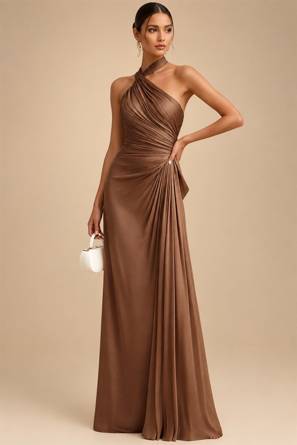 A-Line/Princess Pleated Two-Piece Tea-Length Mother of the Bride Dresses with Cascading Ruffles (SHI22500054)