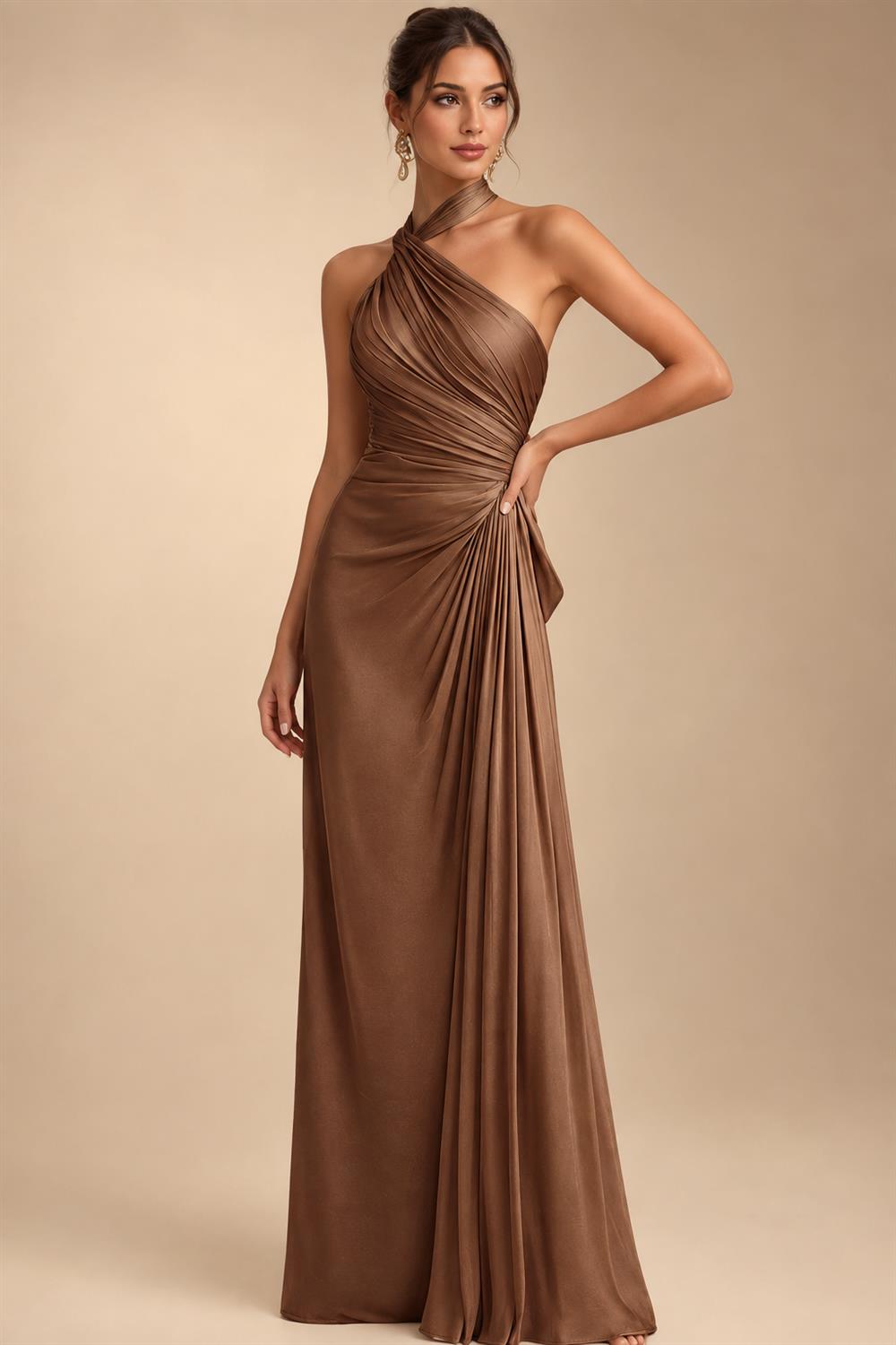 Jacquard Sheath/Column V-Neck Floor-Length Mother of the Bride & Groom Dresses with Ruched Waist (SHI22501057)