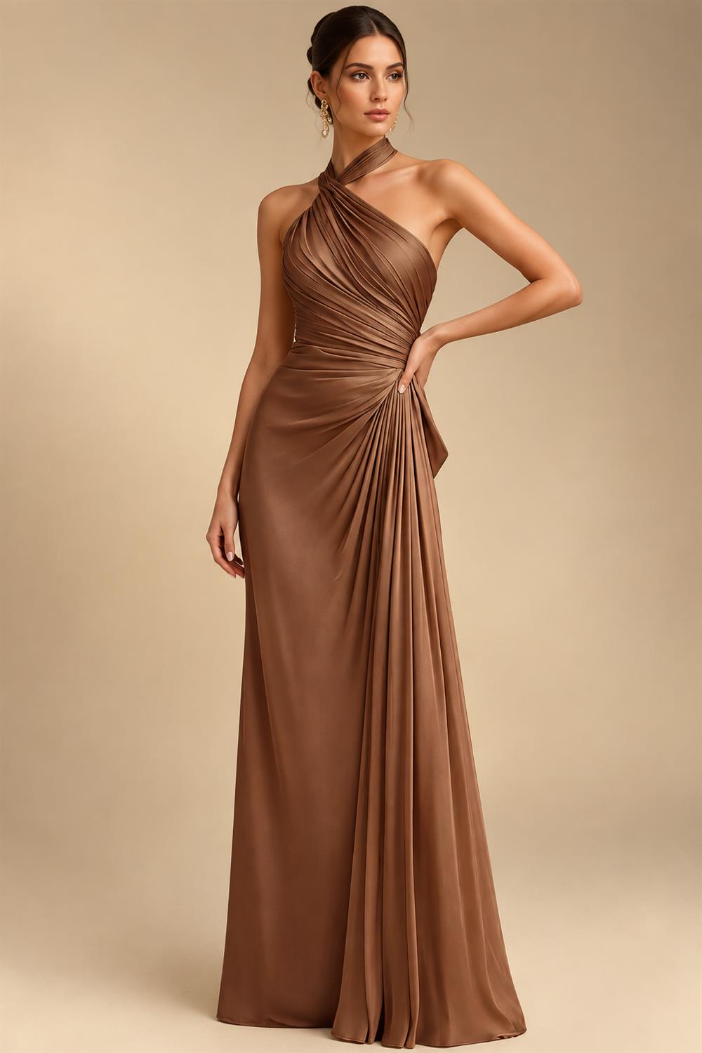 Chiffon Sheath/Column Scoop Neck Floor-Length Mother of the Bride & Groom Dresses with Lace Embroidery Bodice & Ruched Waist (SHI22501513)