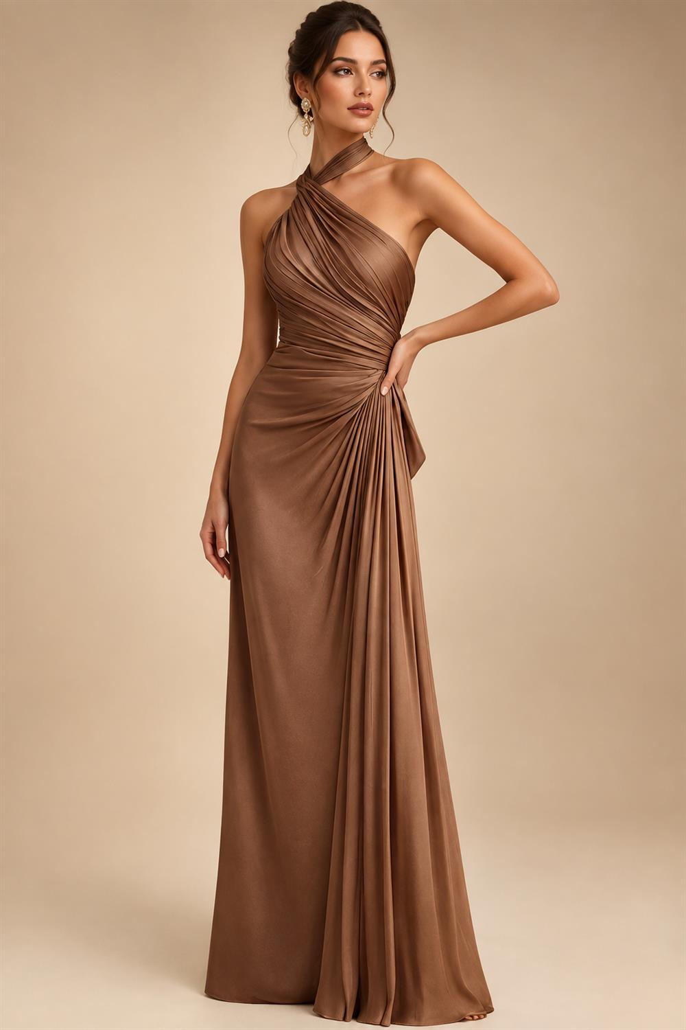 A-Line Metallic Satin Off Shoulder Bow Mother of the Bride & Groom Dresses with Floral Lace Appliques, Ruched Waist & Sweep Train (SHI22500425)