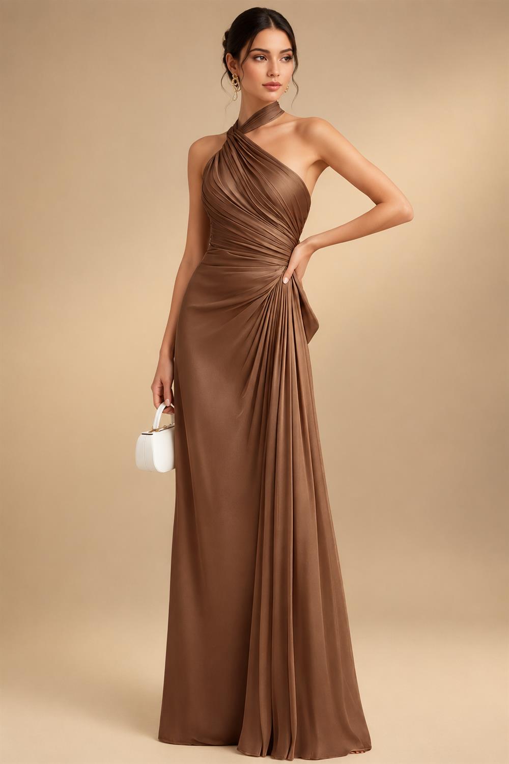 Jacquard Sheath/Column V-Neck Floor-Length Mother of the Bride & Groom Dresses with Ruched Waist (SHIB22500907)