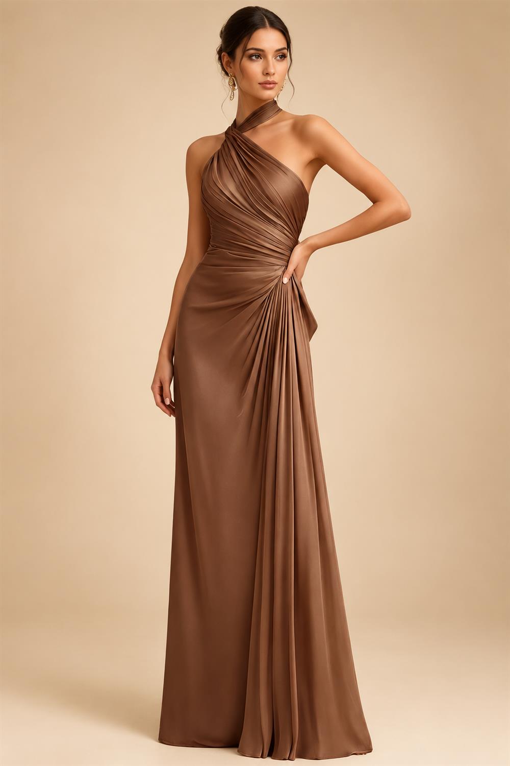 A-Line Pleated Chiffon One Shoulder Floor-Length Mother of the Bride & Groom Dresses (SHI22500625)