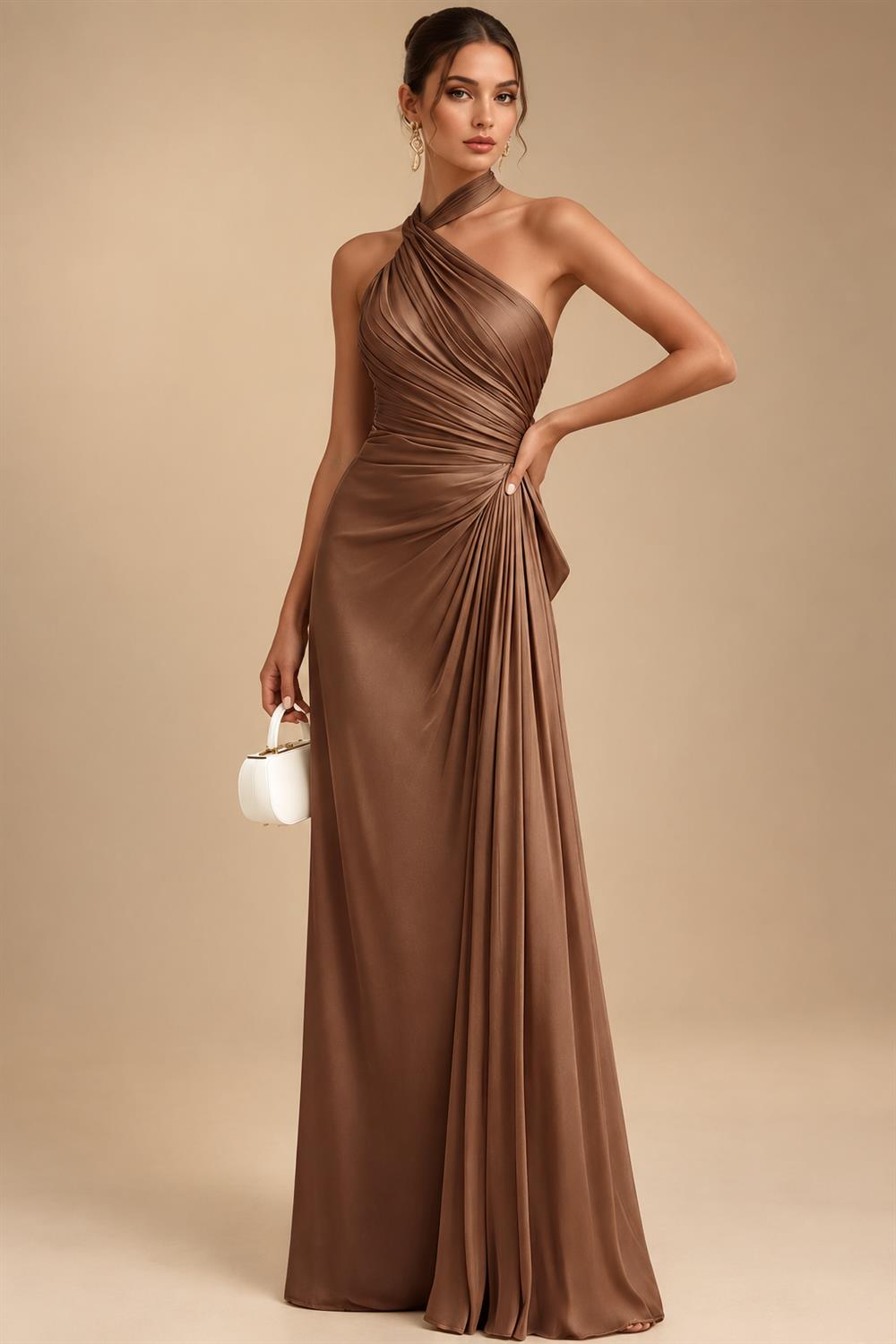 Chiffon A-Line/Princess One Shoulder Floor-Length Mother of the Bride & Groom Dresses with Ruffles & Ruched Waist (SHI22501248)