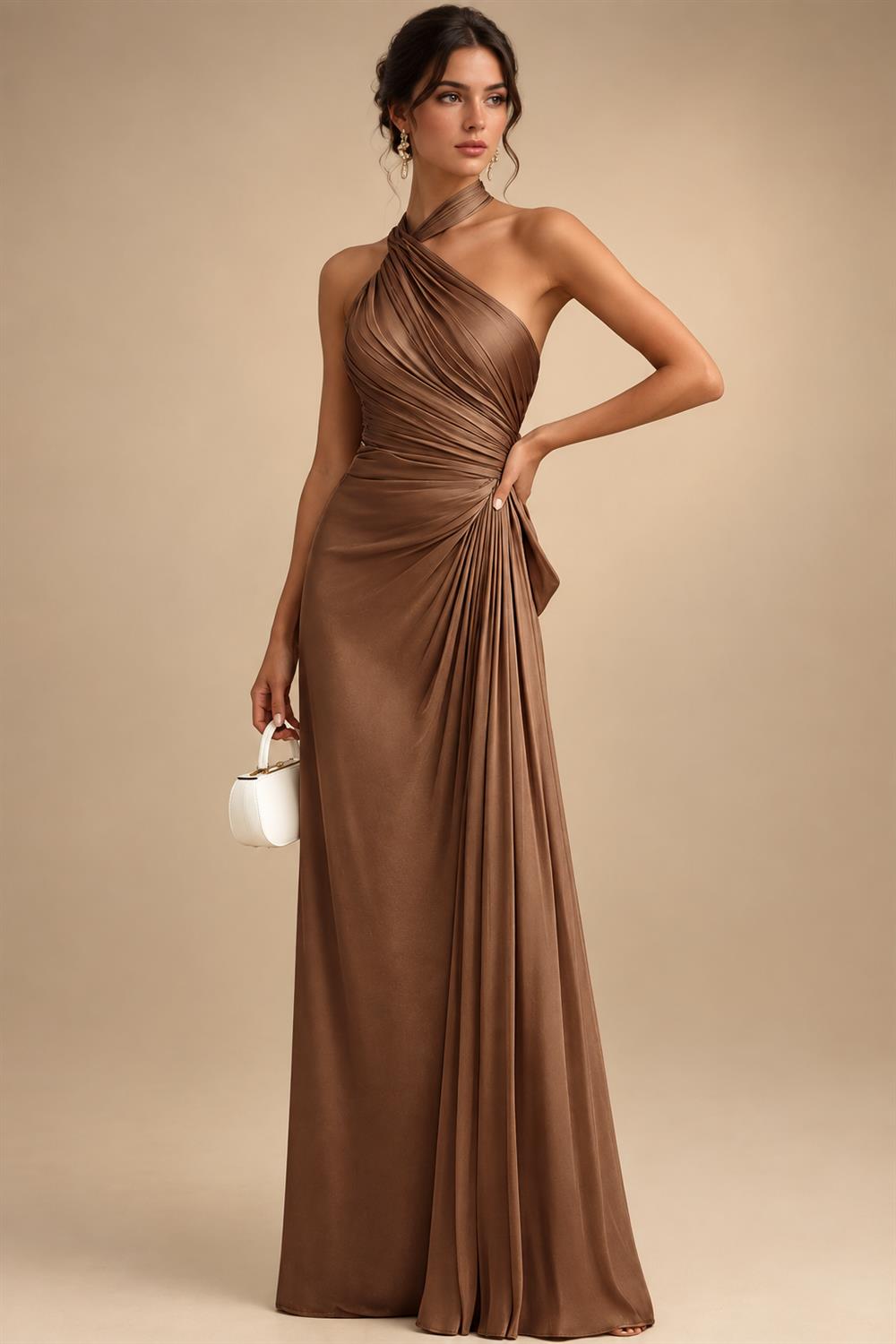 A Line/Princess Stand Collar Short Sleeve Long Elegant Mother of the Bride Dresses (SHI22500207)