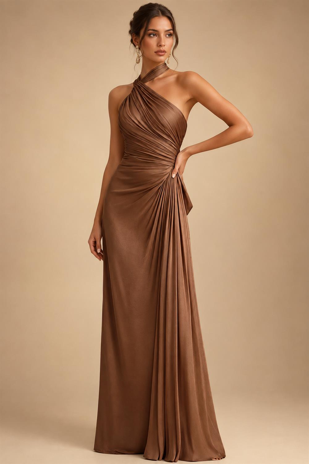 A-Line Chiffon Pleated Long Mother of the Bride & Groom Dresses with 3/4 Flutter Sleeves & Sequin Waist (SHI22500702)