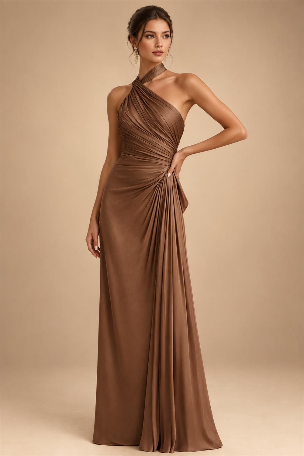 A-Line/Princess V-Neck Floral Print High-Low Mother of the Bride & Groom Dresses with Ruched Bodice (SHI22501569)