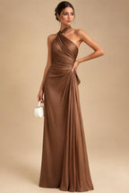 A-Line/Princess V-Neck Chiffon Maxi Mother of the Bride & Groom Dresses with Side Sash, Sweep Train & Ruched Bodice (SHI22501629)