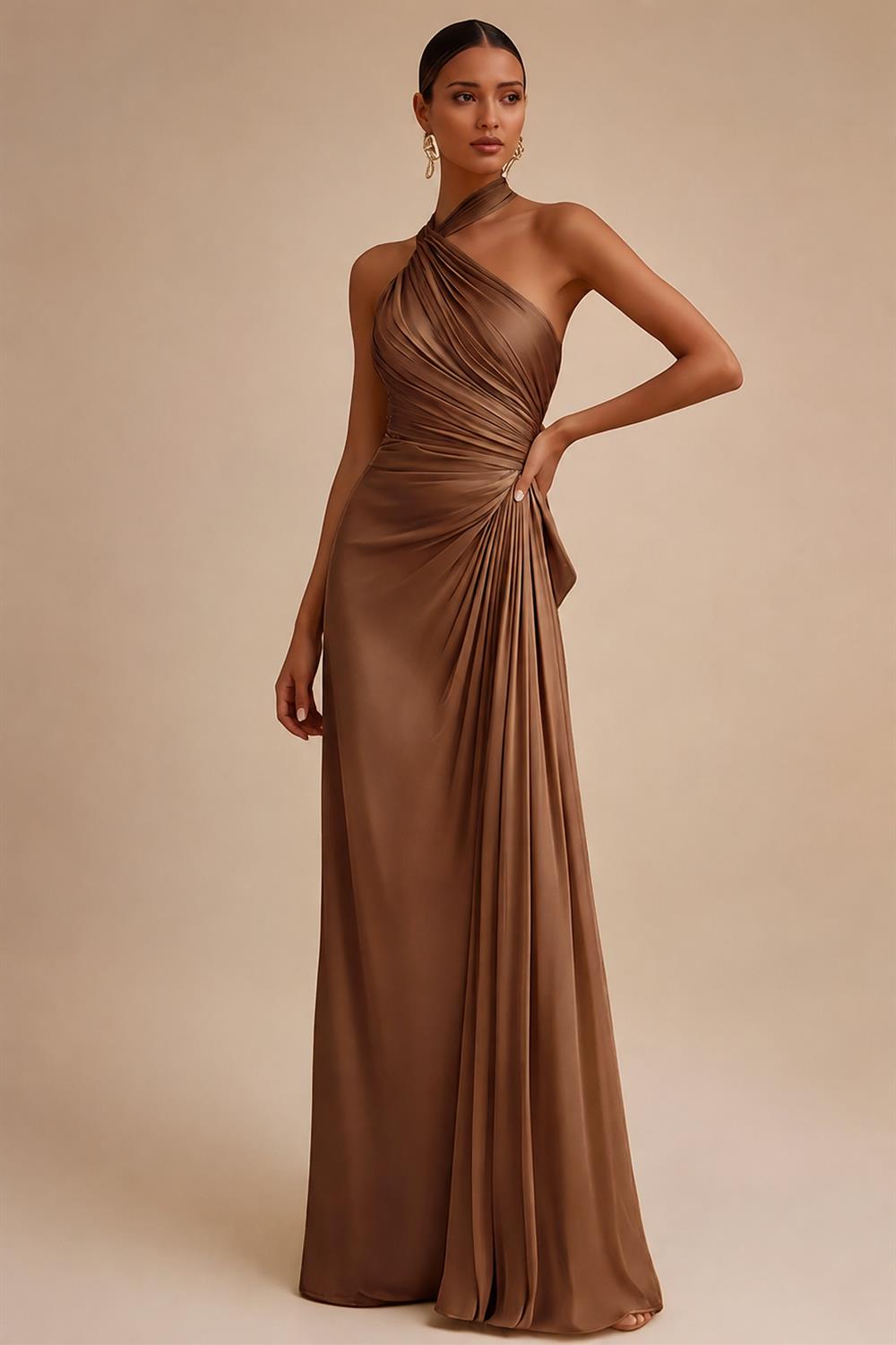 3/4 Sleeve Round Neck Sheath Midi Satin Mother of the Bride Dresses Formal Dress (SHI22500384)
