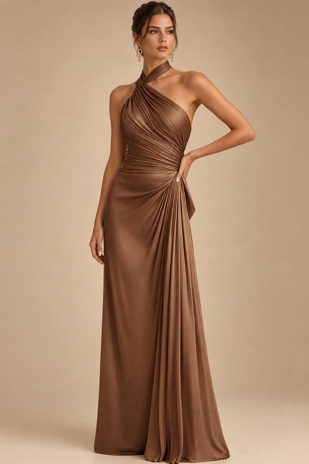 Jacquard A-Line/Princess V-Neck Floor-Length Mother of the Bride & Groom Dresses with Ruched Waist & Pockets (SHI22501298)