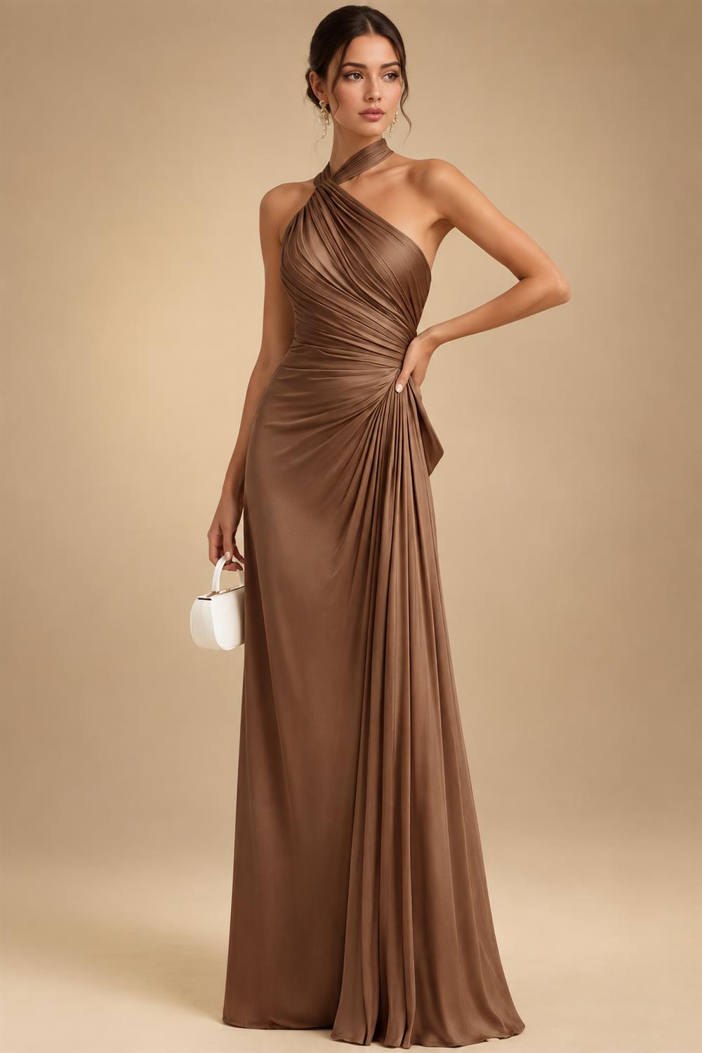 Jacquard A-Line/Princess V-Neck Floor-Length Mother of the Bride & Groom Dresses with Ruched Waist & Pockets (SHI22500984)