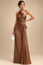A-Line/Princess Halter Lace Appliques Tea-Length Mother of the Bride & Groom Dresses with 3D Flowers & Ruched Waist (SHI23001321)