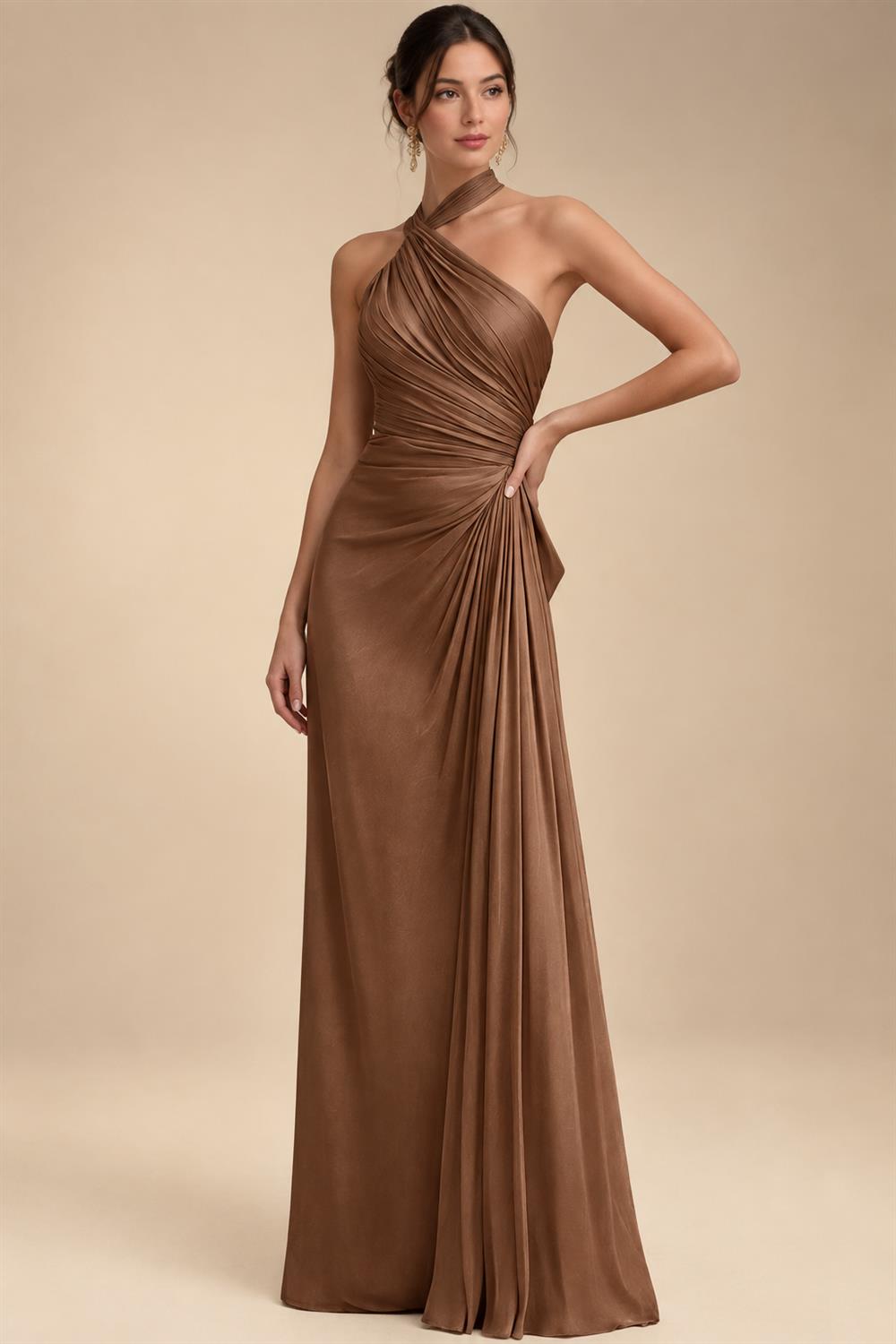 A-Line/Princess Scoop Neck Satin High-Low Mother of the Bride & Groom Dresses with Ruffles & Bow (SHI22501630)