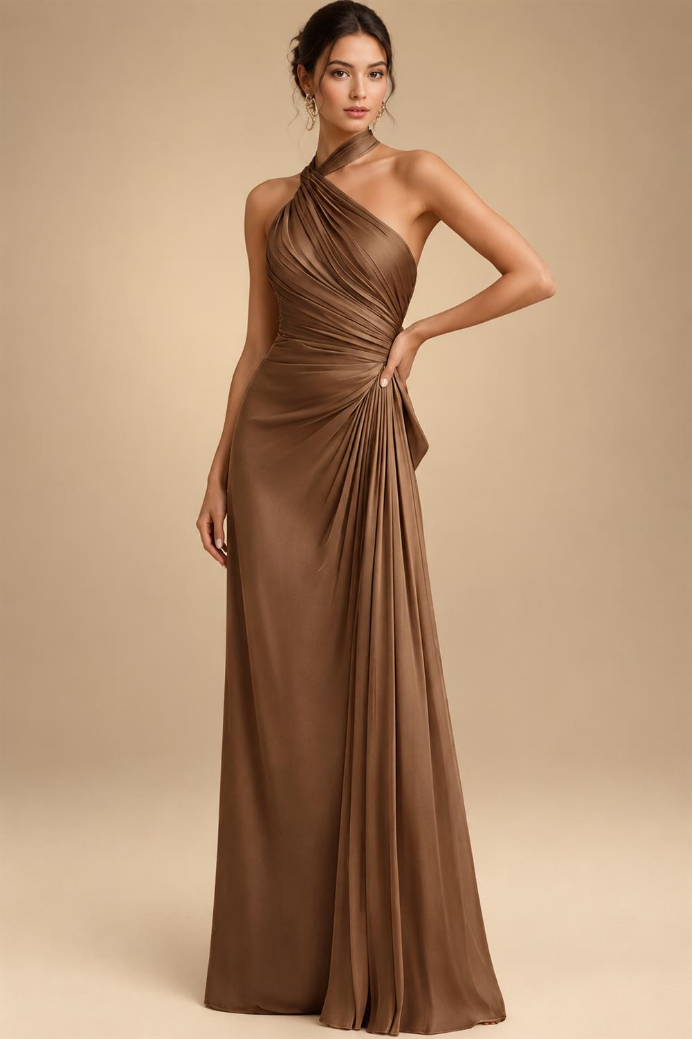 Sheath/Column Scoop Neck Chiffon Maxi Mother of the Bride & Groom Dresses with Lace Appliques, Sweep Train & Ruched Waist (SHI22501642)