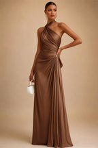 A-Line Satin V-Neck 3/4 Sleeve Mother of the Bride Dresses Floor-Length Ball Gown with Applique (SHI22500294)