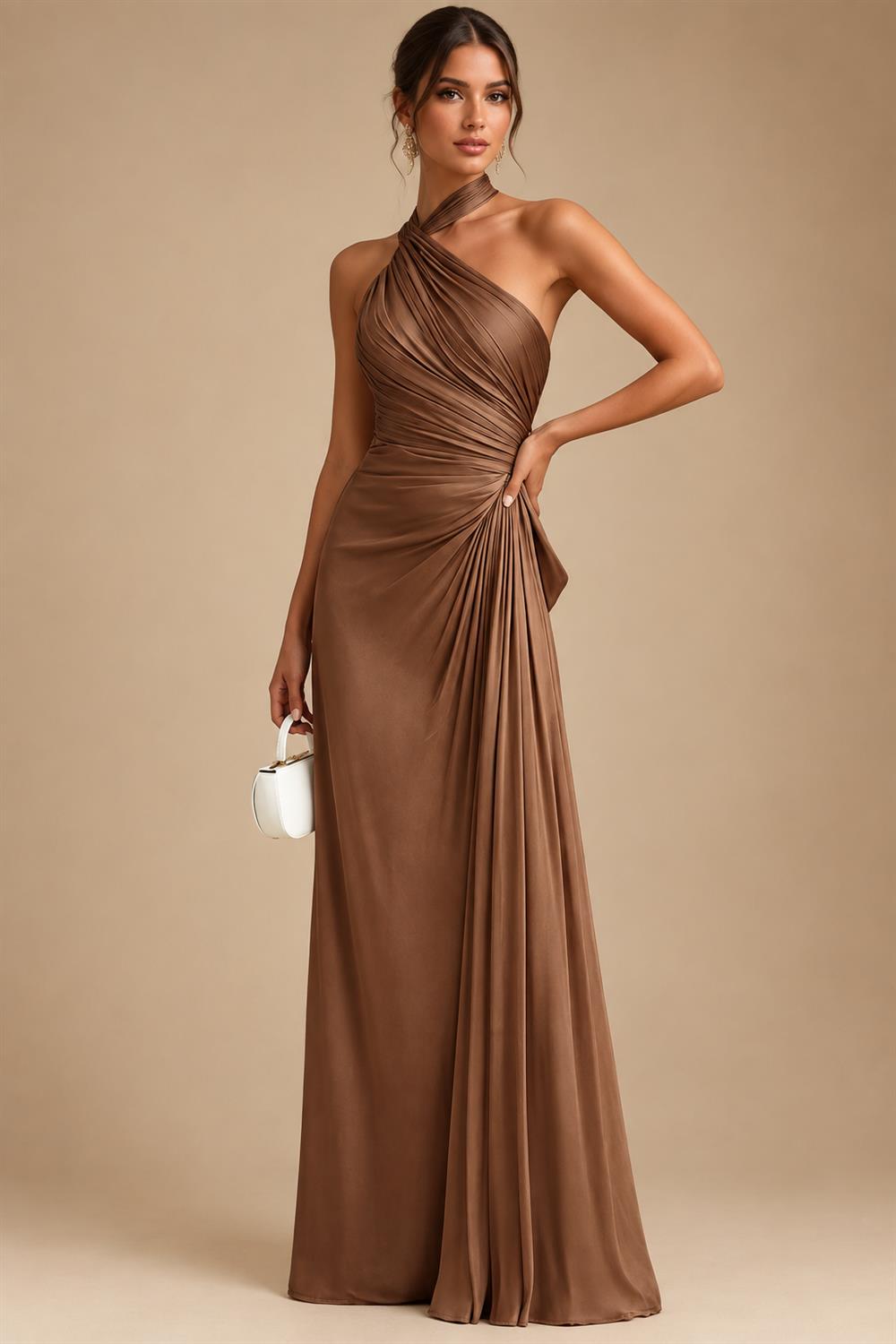 Floral Print A-Line/Princess V-Neck Tea-Length Mother of the Bride & Groom Dresses with Ruched Waist & Pockets (SHI22501150)