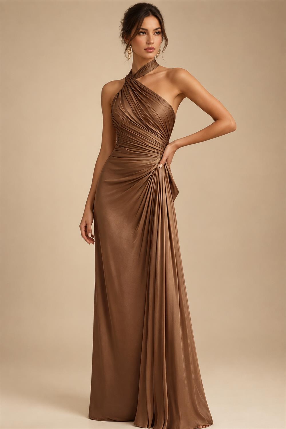 Sheath Satin Tea-Length Mother of the Bride & Groom Dresses with 3/4 Bell Sleeves & Crystal Embellished Belt (SHI22500471)