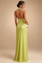 Satin A Line Round Neck Ruched Pleats Mother of the Bride & Groom Dresses (SHI22500952)