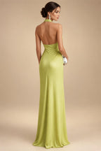 Sheath/Column Asymmetric Neck Satin Maxi Mother of the Bride & Groom Dresses with Side Sash, Slit & Ruched Waist (SHI22501643)