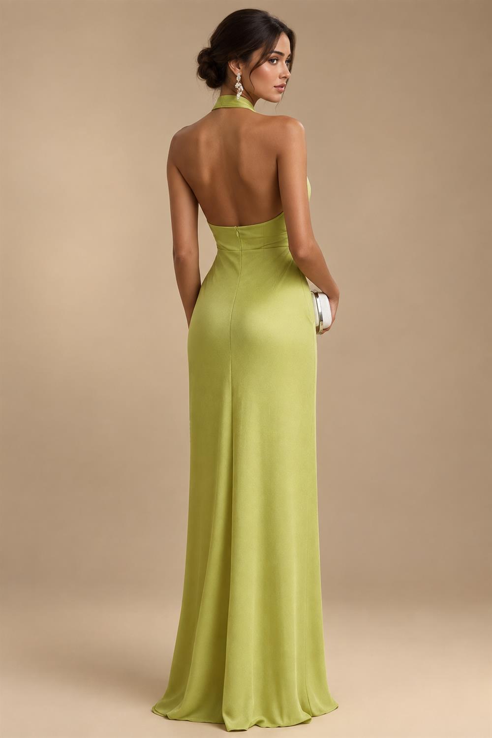 A-Line/Princess Scoop Neck Satin Maxi Mother of the Bride & Groom Dresses with Sweep Train, Ruched Waist & Rhinestones (SHI22501654)