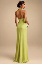 A-Line/Princess Halter Lace Appliques Tea-Length Mother of the Bride & Groom Dresses with 3D Flowers & Ruched Waist (SHI23001321)