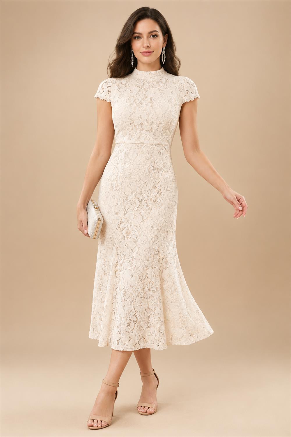 Sleeveless Lace Appliques Mother of the Bride Dresses with 3D Flower (SHI22500545)