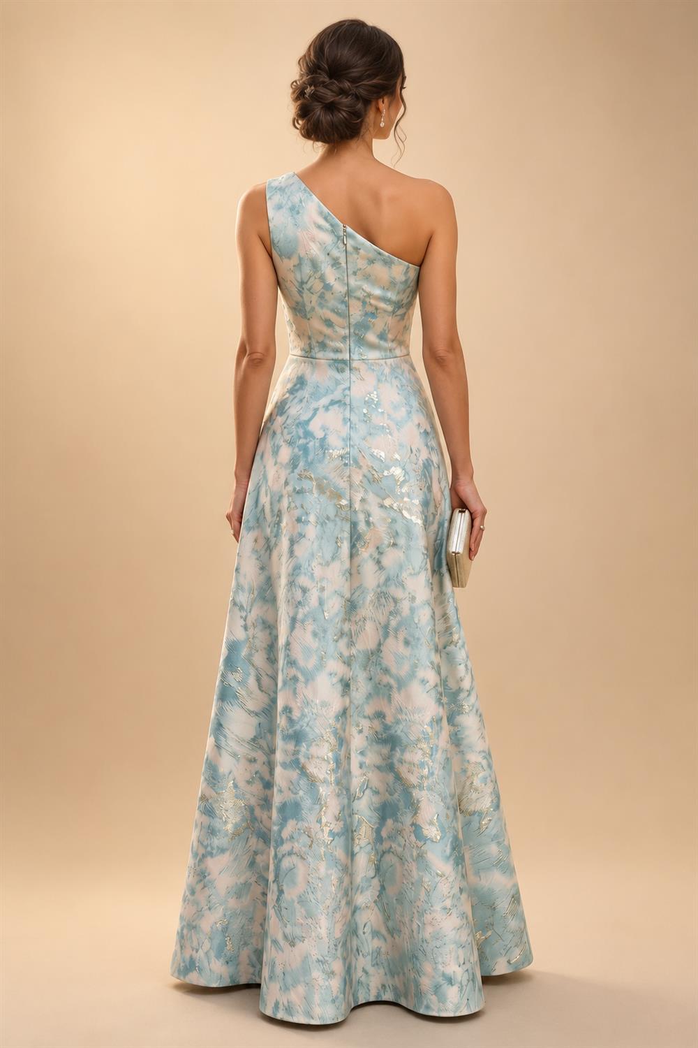 A-Line Chiffon 3/4 Flutter Sleeves Mother of the Bride & Groom Dresses with Beaded Lace Embroidered Bodice (SHI22500645)