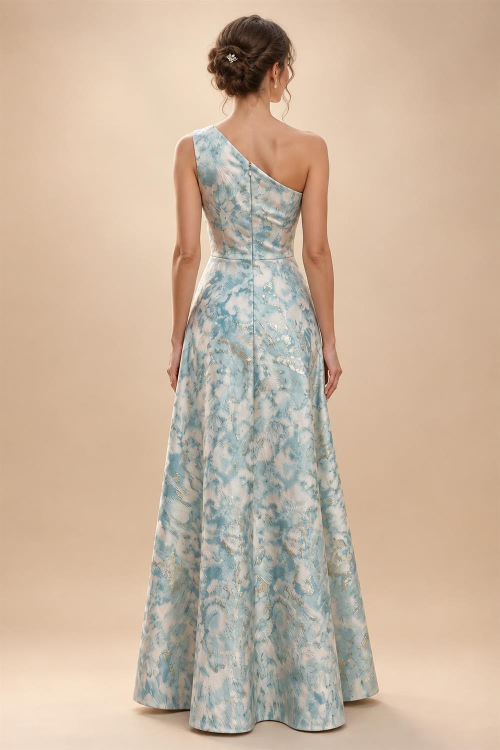 A-Line Chiffon 3/4 Flutter Sleeves Mother of the Bride & Groom Dresses with Beaded Lace Embroidered Bodice (SHI22500645)