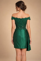 Satin Bodycon Off Shoulder Short Homecoming Dresses for Teens (SHI22370262)