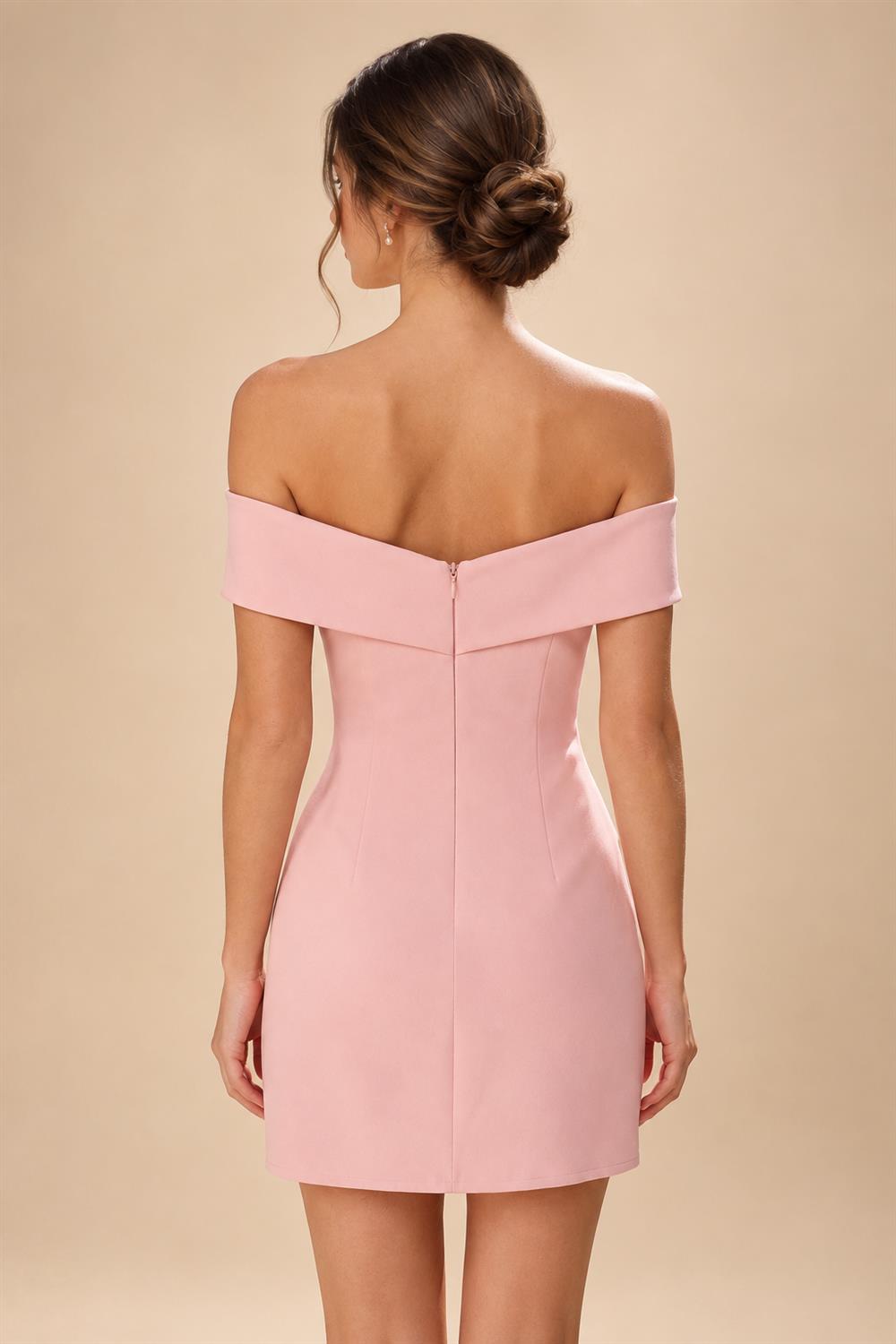Satin Bodycon Off Shoulder Short Homecoming Dresses for Teens (SHI22370262)