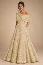A-Line Floor Length One Shoulder Long Mother of the Bride Dresses with Lace (SHI22500179)