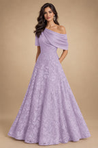 A-Line Floor Length One Shoulder Long Mother of the Bride Dresses with Lace (SHI22500179)