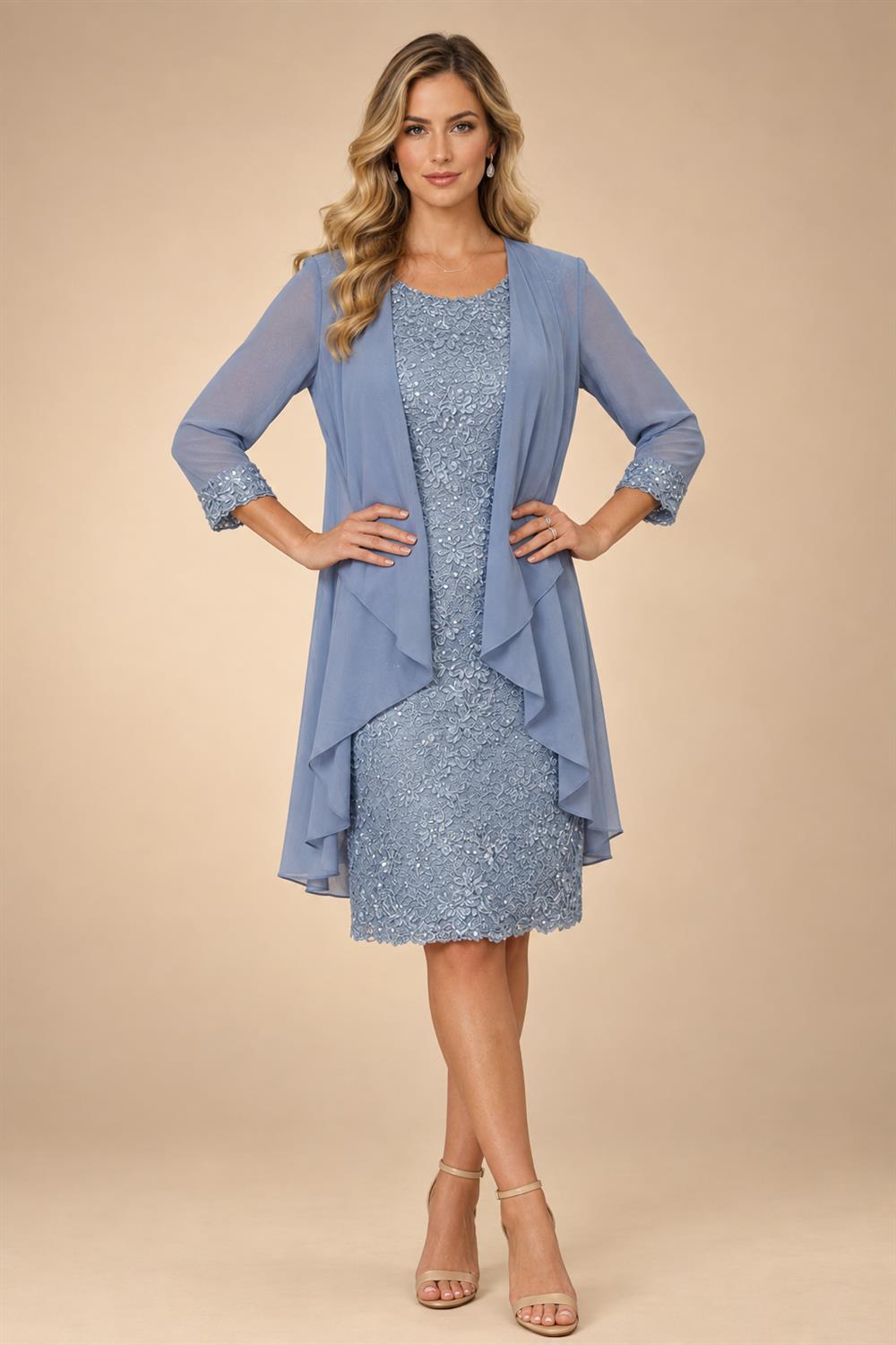 Chiffon A-Line/Princess Scoop Neck Short Mother of the Bride & Groom Dresses Tiered (SHI22500912)
