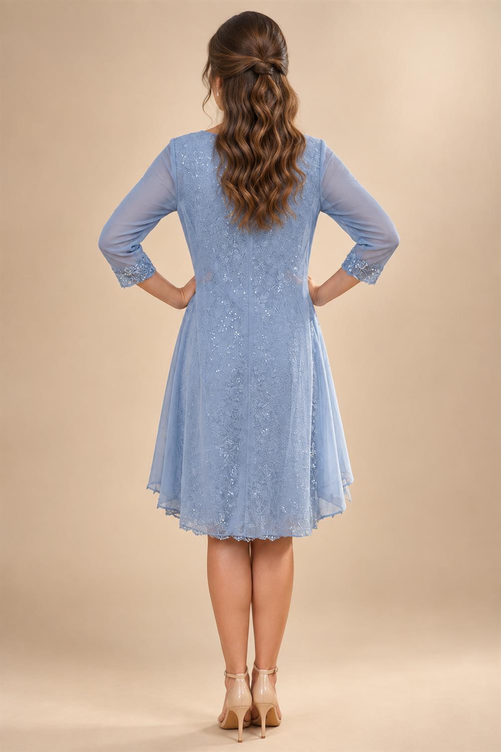 Chiffon A-Line/Princess Scoop Neck Short Mother of the Bride & Groom Dresses Tiered (SHI22500912)