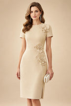 Satin Scoop Neck Mother of the Bride & Groom Dresses with 3D Flower (SHI22500338)
